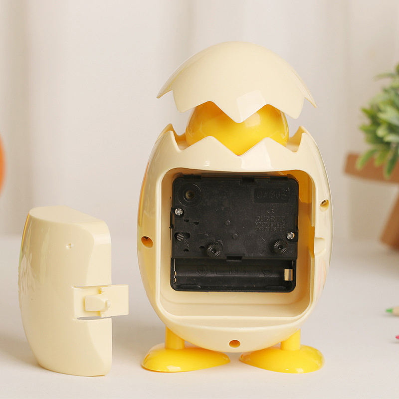 Cartoon Cute Clock Chicken Duck Egg Shell Shape Student Children Bedroom Desktop Decor Quartz Movement Plastic