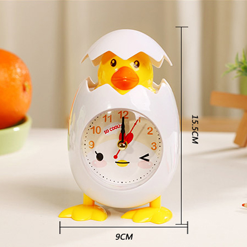 Cartoon Cute Clock Chicken Duck Egg Shell Shape Student Children Bedroom Desktop Decor Quartz Movement Plastic