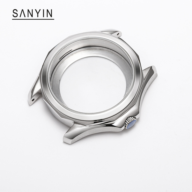 SANYIN Watch Parts Making Fit 8200 8215 2813 2836 Sapphire Crystal 316L Solid Stainless Steel Watch Case