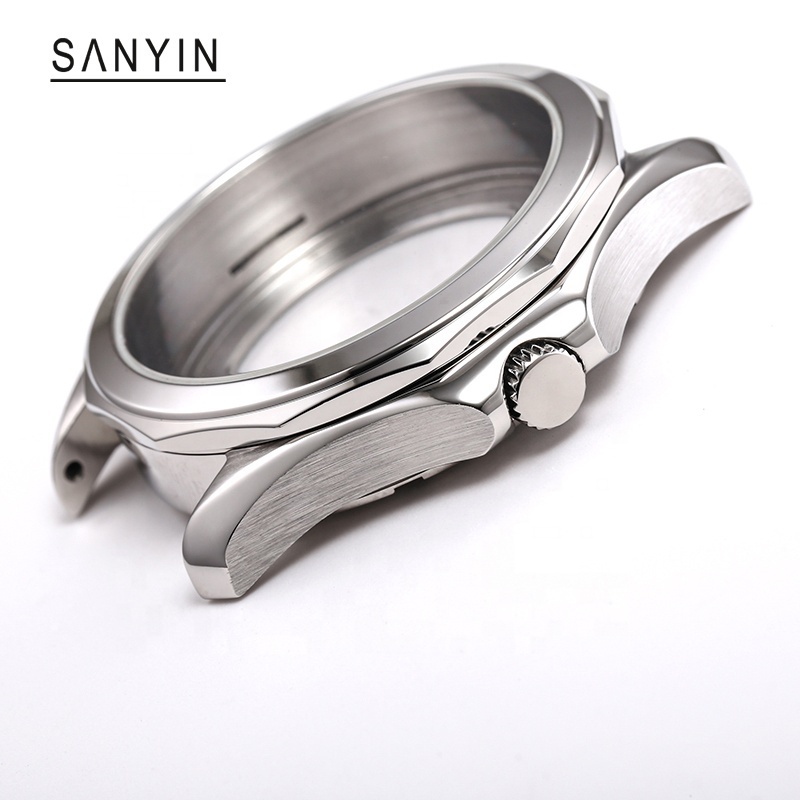 SANYIN Watch Parts Making Fit 8200 8215 2813 2836 Sapphire Crystal 316L Solid Stainless Steel Watch Case