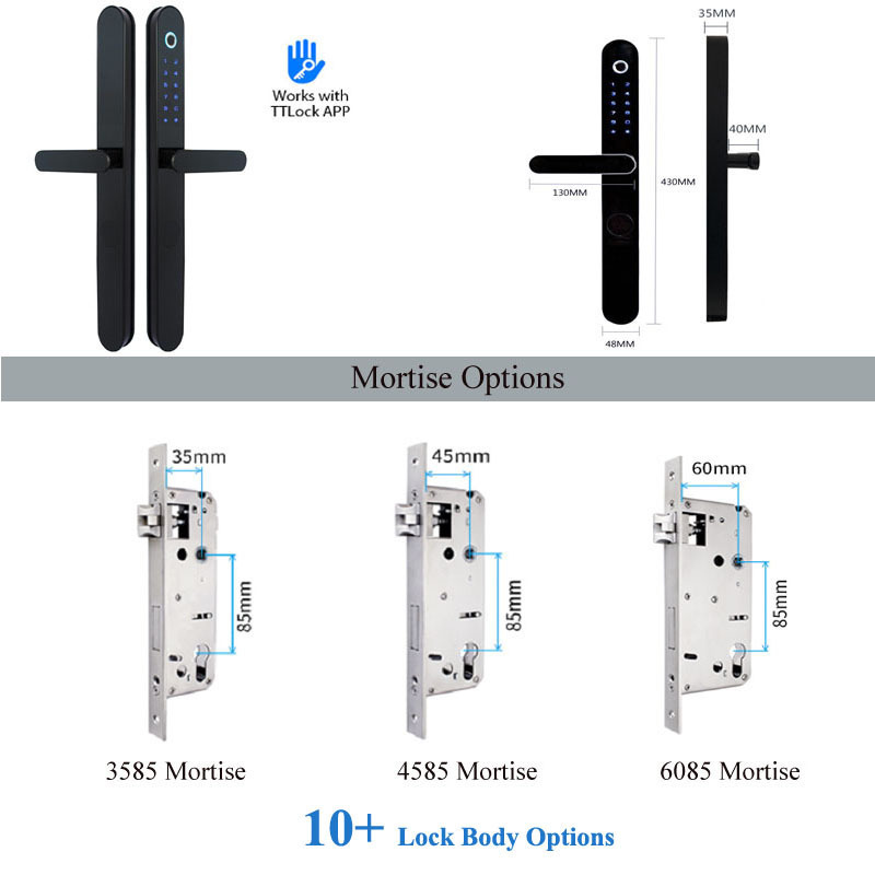 waterproof TT lock dual fingerprint door lock mobile remote control smart sliding door lock