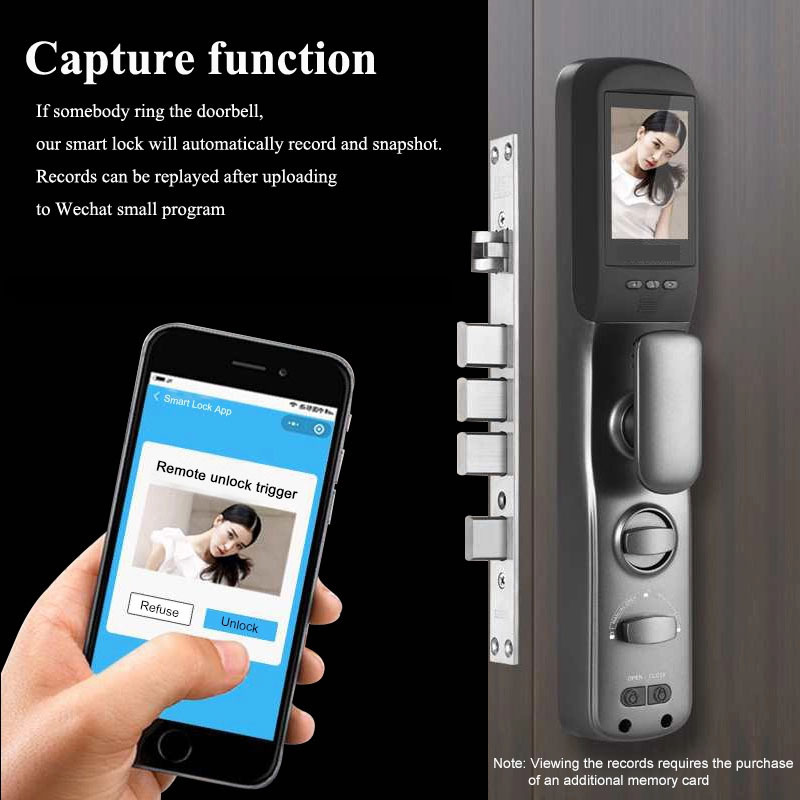 Full Automatic Smart Fingerprint Door Lock with Surveillance Camera