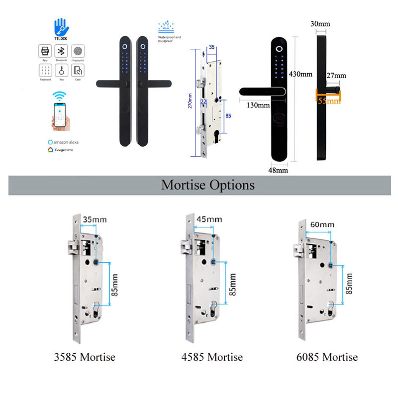 WATCHING Outdoor Double Sided Fingerprint Door Lock Gate Digital Lock WiFi Electric Door Lock