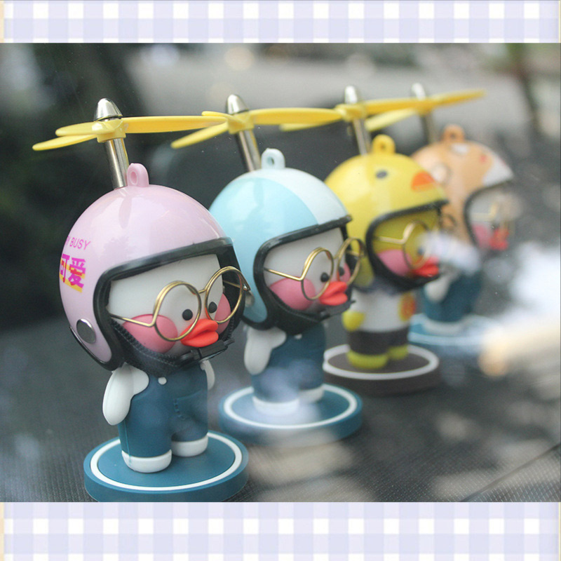 Little yellow duck car inside ornament ornament helmet electric motorcycle bicycle ornament car outside duck