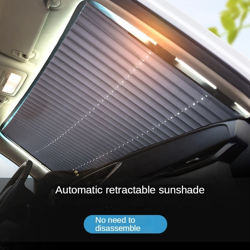 Automatic retractable sun shade, sun protection front gear car visor windshield summer car visor