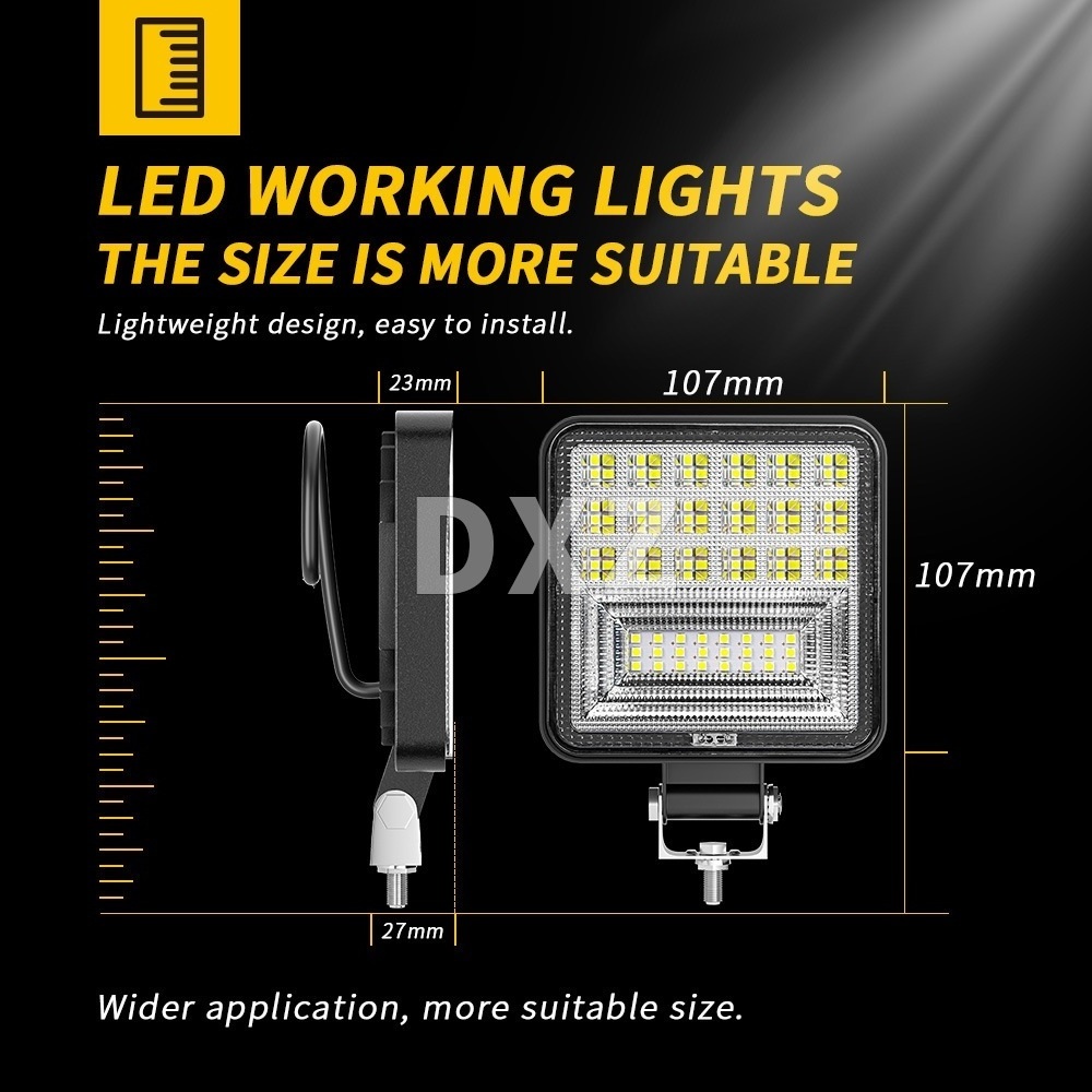 New automotive LED work lights 4in large view square 42LED overhead light for off-road vehicle Engineering forklift light