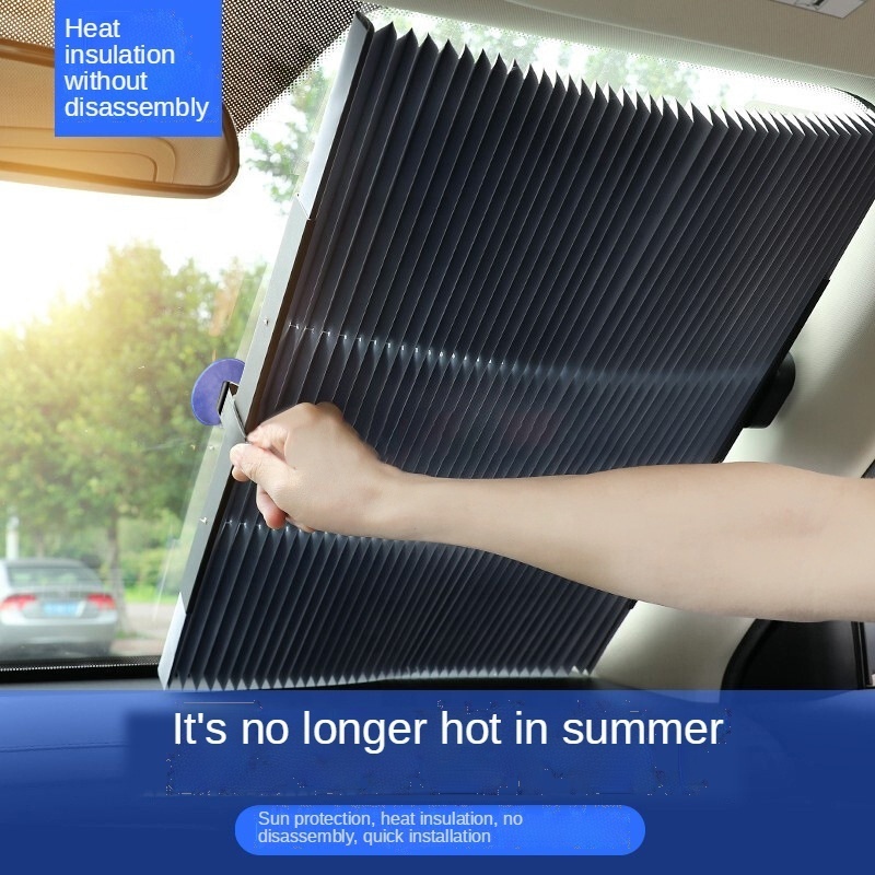 Automatic retractable sun shade, sun protection front gear car visor windshield summer car visor