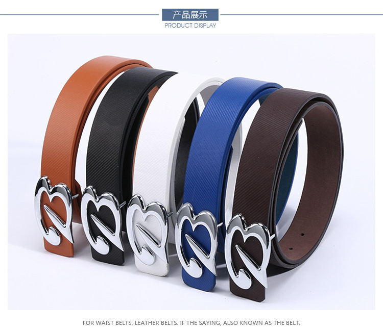 Pu men's leather belt anti allergic with B letters smooth stainless steel buckle