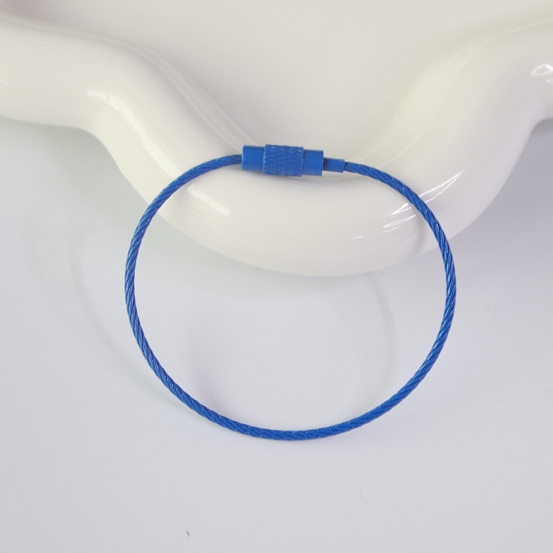 Key Rings Baking Paint Wire Ring Wire Rope with Button Rotation Screw Key Ring Keychain Accessories Wholesale