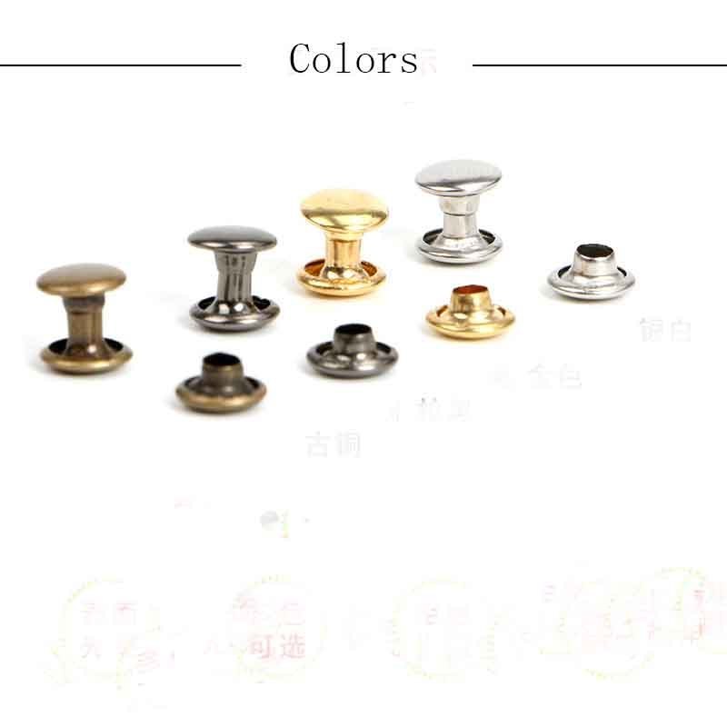 100sets5-9mm Metal Double C ap Rivets Studs Round Rivet for Leather Craft Bag Belt Garments Hat Shoes Pet Collar Decor