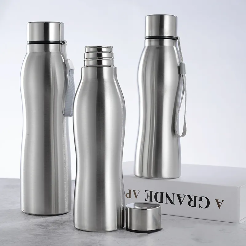 Stainless steel gourd shape single wall 1000ml  can be customized logo sports cup water bottle