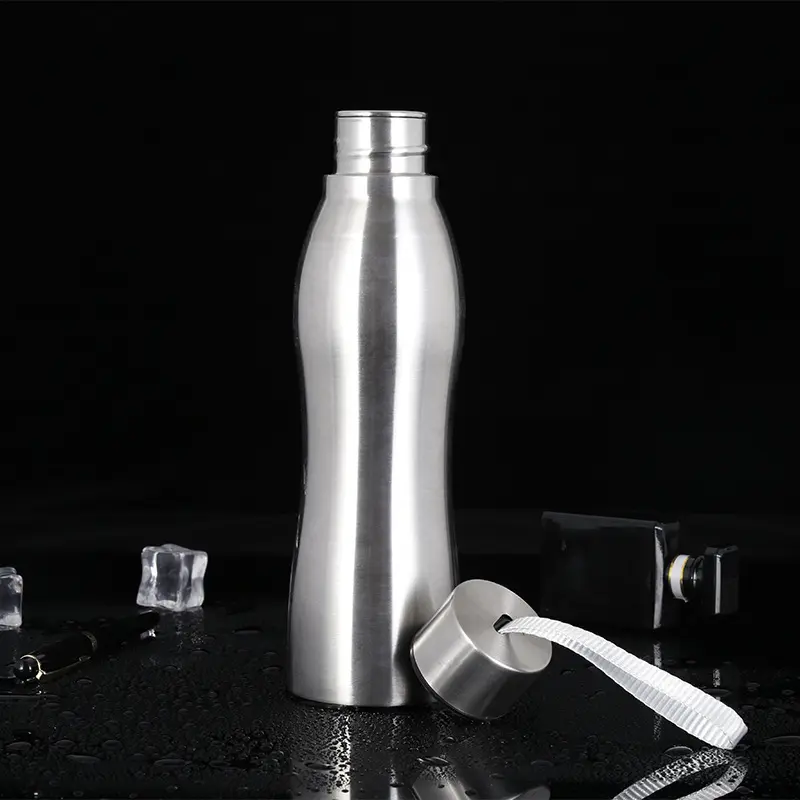 Stainless steel gourd shape single wall 1000ml  can be customized logo sports cup water bottle