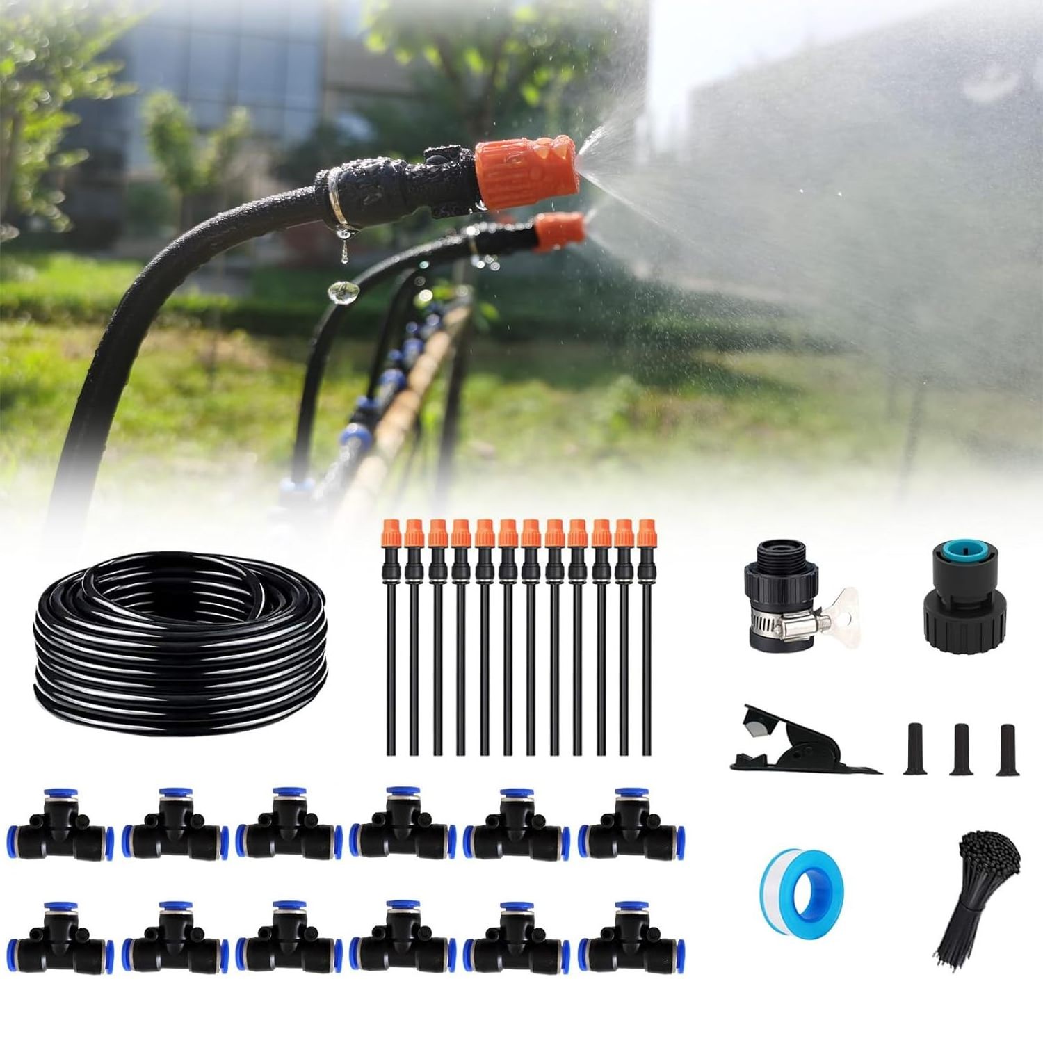 Automatic Irrigation System With Replaceable 360-degree Bending.Orange Atomization Nozzle For Watering System For Garden Plant.