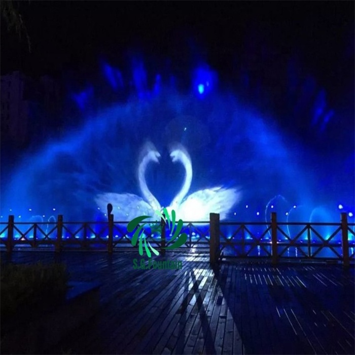 Water Crown Customize 3D Multicolored Movie Screen Large Floating Fountain for Outdoor Use