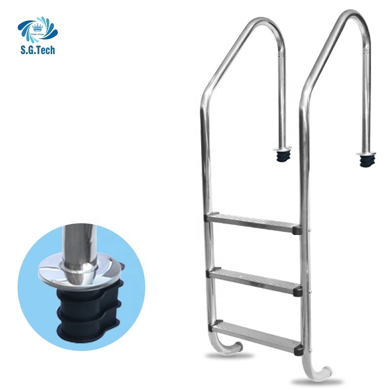 2/3/4/5 Steps Swimming Pool Equipment Flange Type Ladder Embedded Type Ladder Stainless Steel Pool Ladder