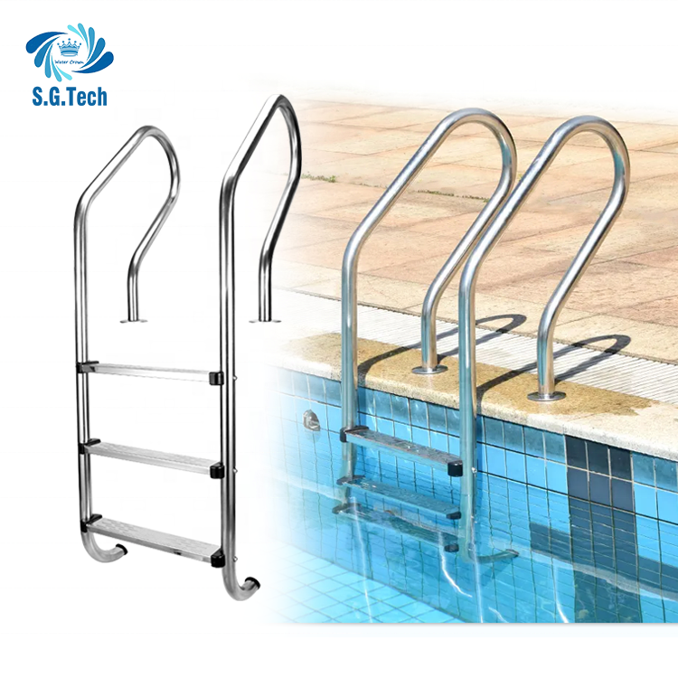 2/3/4/5 Steps Swimming Pool Equipment Flange Type Ladder Embedded Type Ladder Stainless Steel Pool Ladder