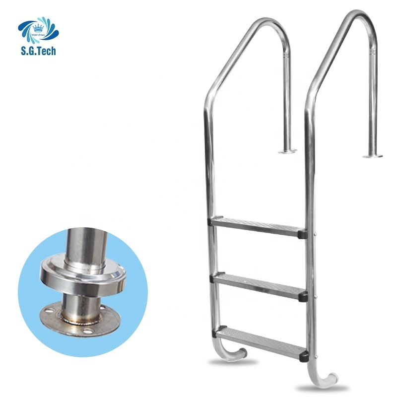 2/3/4/5 Steps Swimming Pool Equipment Flange Type Ladder Embedded Type Ladder Stainless Steel Pool Ladder