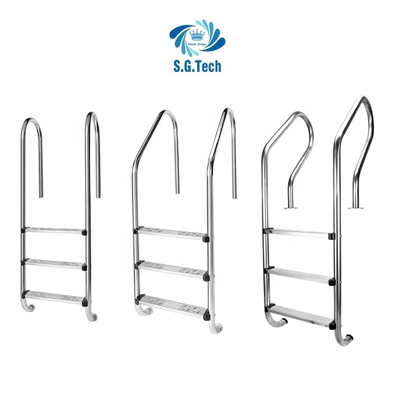 2/3/4/5 Steps Swimming Pool Equipment Flange Type Ladder Embedded Type Ladder Stainless Steel Pool Ladder