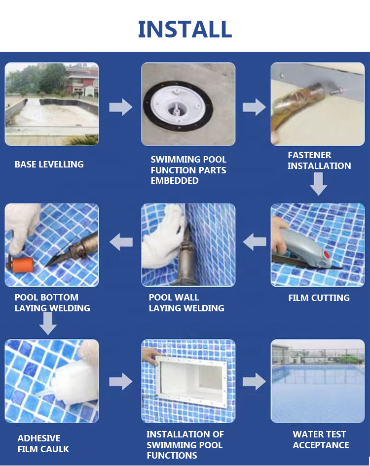 Easy to Install PVC Pool Liner Waterproof Membrane Vinyl Pool Film for Swimming Pool/Artificial Lake/Water Park