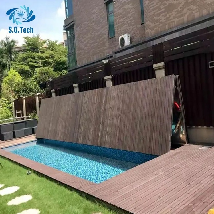 Auto folding deck pool cover movable floor/pool enclosure for outdoor swimming pool