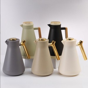 Luxury Dalllah Arabic Coffee Set Vacuum Flask Thermos Teapot for Hotel Restaurant Private Label 1000ml White Black Glass Tea Pot