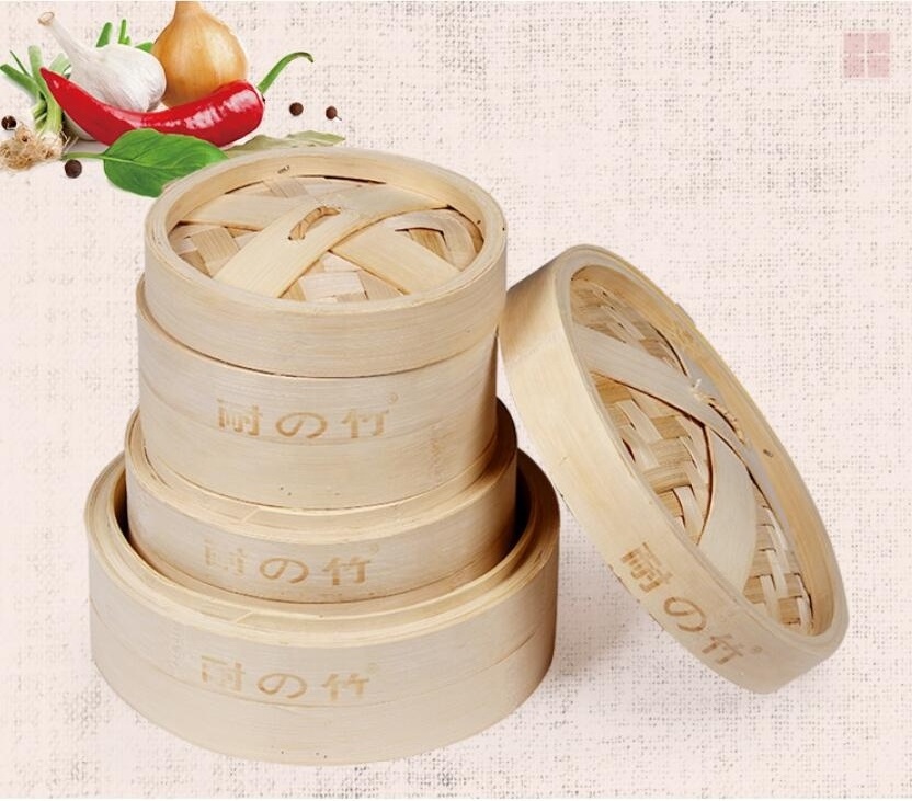 100% Natural Bamboo Steamer Basket Classic Traditional Design Bamboo Steamer Dim Sum Basket Rice Pasta Cooker Set With Lid