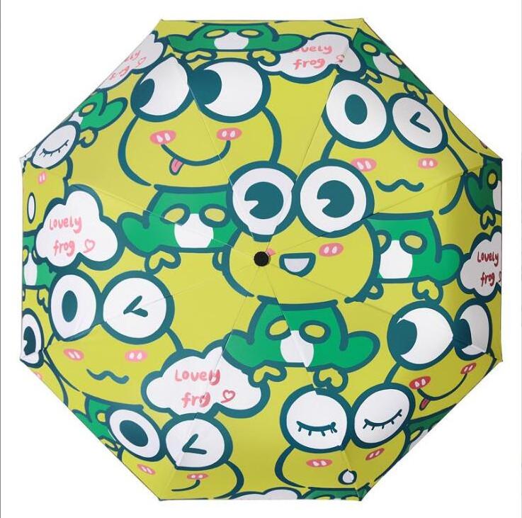 Frog Shape Automatic open close Cute colorful kids folding umbrella Cartoon printed umbrellas