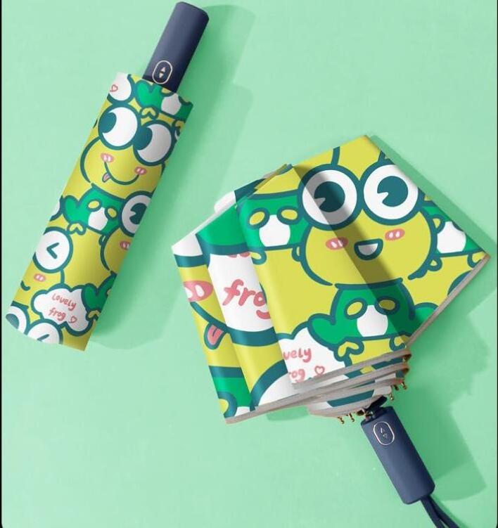 Frog Shape Automatic open close Cute colorful kids folding umbrella Cartoon printed umbrellas