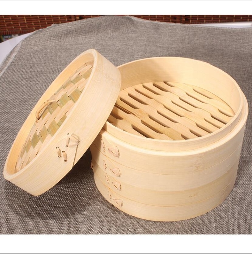 10cm to 30cm bamboo food steamer  wholesale Chinese mini bamboo dim sum food steamer basket mini bamboo steamer with custom logo