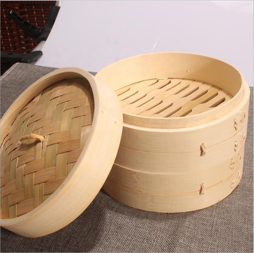 10cm to 30cm bamboo food steamer  wholesale Chinese mini bamboo dim sum food steamer basket mini bamboo steamer with custom logo