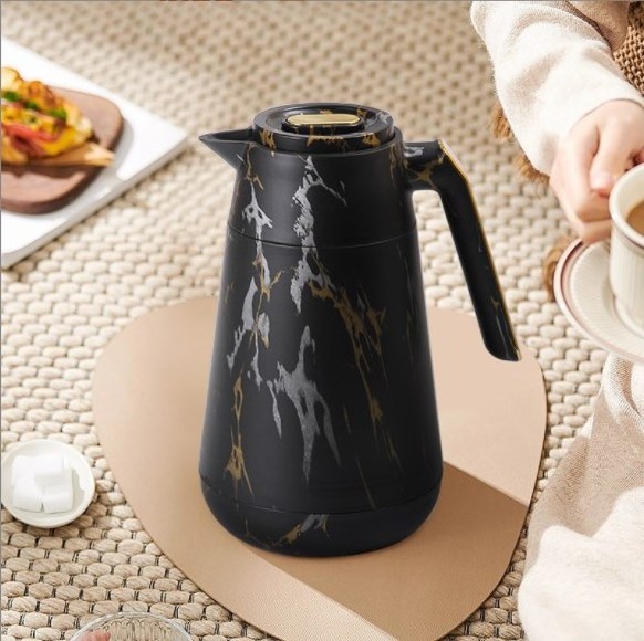 Luxury Dalllah Arabic Coffee Set Vacuum Flask Thermos Teapot for Hotel Restaurant Private Label 1000ml White Black Glass Tea Pot