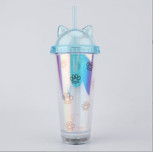 Sippy Cup for Clear tumbler with ears travel mug double wall plastic shimmer sublimation baby kids straw 2 lids 360 elephant