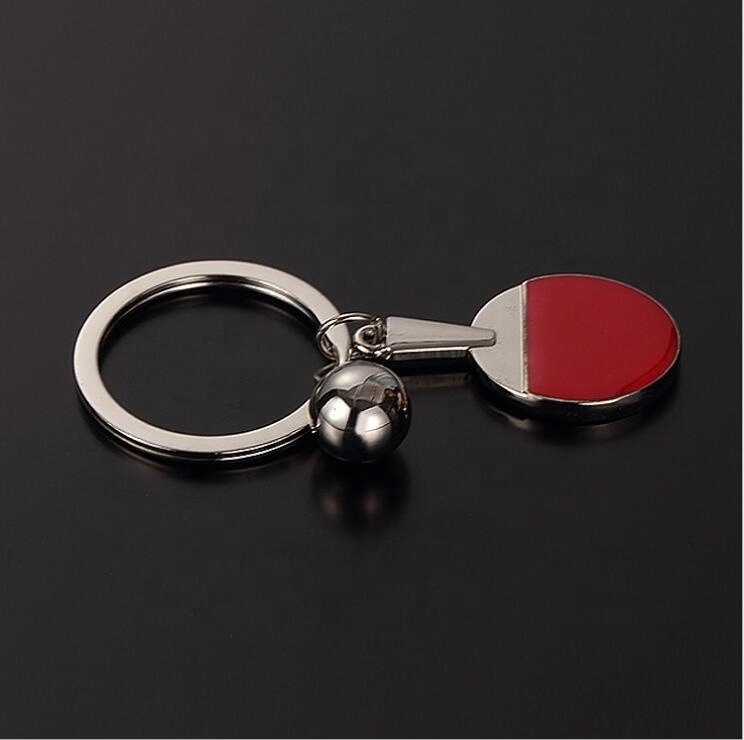 3D Table Tennis Bats Shape Keychain Ping Pong Rackets Keyring Mini Metal Table Tennis Key Chain