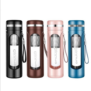 2024 New Design 500ml Glass Stainless Steel Tea Infuser Tea Cup Sports Travel Glass Water Bottle With Infuser and Plastic Case