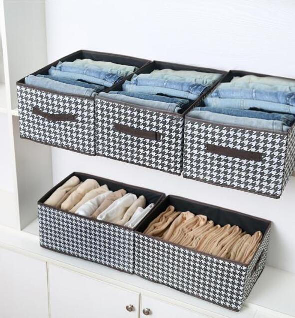 Durable foldable storage bin closet organizer for sweaters coats t-shirt blanket black foldable clothes storage bag