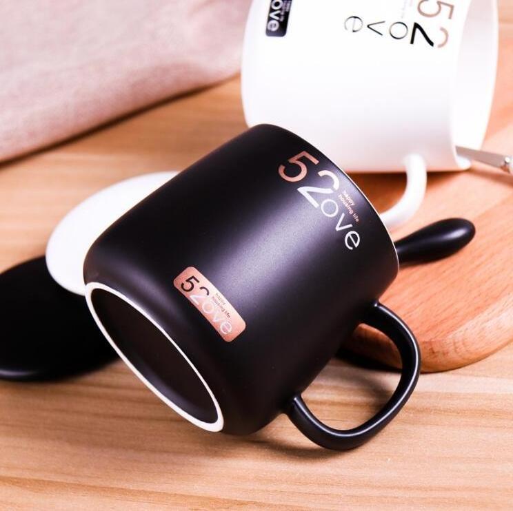 Wholesale Cup Couple Gifts high Quality Coffee Ceramic Mug With Spoon And Lid