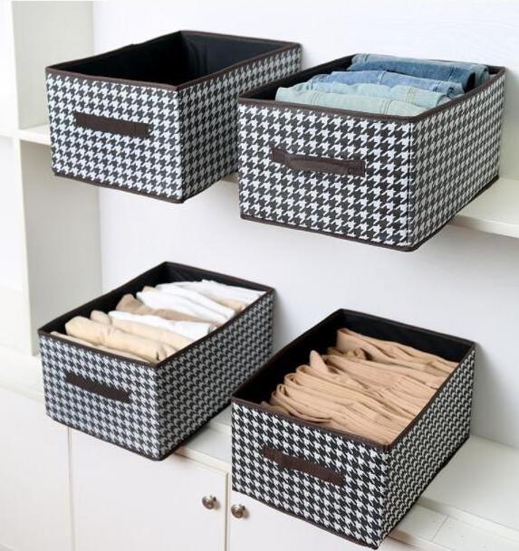 Durable foldable storage bin closet organizer for sweaters coats t-shirt blanket black foldable clothes storage bag