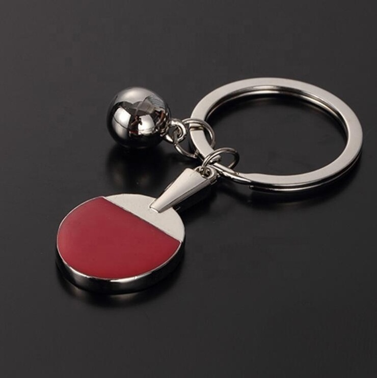 3D Table Tennis Bats Shape Keychain Ping Pong Rackets Keyring Mini Metal Table Tennis Key Chain