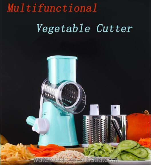 Round Mandoline Slicer Vegetable Cutter Manual Potato Julienne Carrot Slicer Cheese Grater Stainless Steel Blades Kitchen Tool