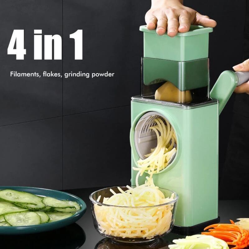 Custom Multifunction Kitchen Accessories Veggie Slicer Grater Chopping Top Spiral Round Rotary Cheese Potato Vegetable Cutter