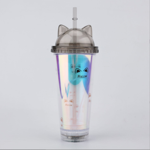 Sippy Cup for Clear tumbler with ears travel mug double wall plastic shimmer sublimation baby kids straw 2 lids 360 elephant