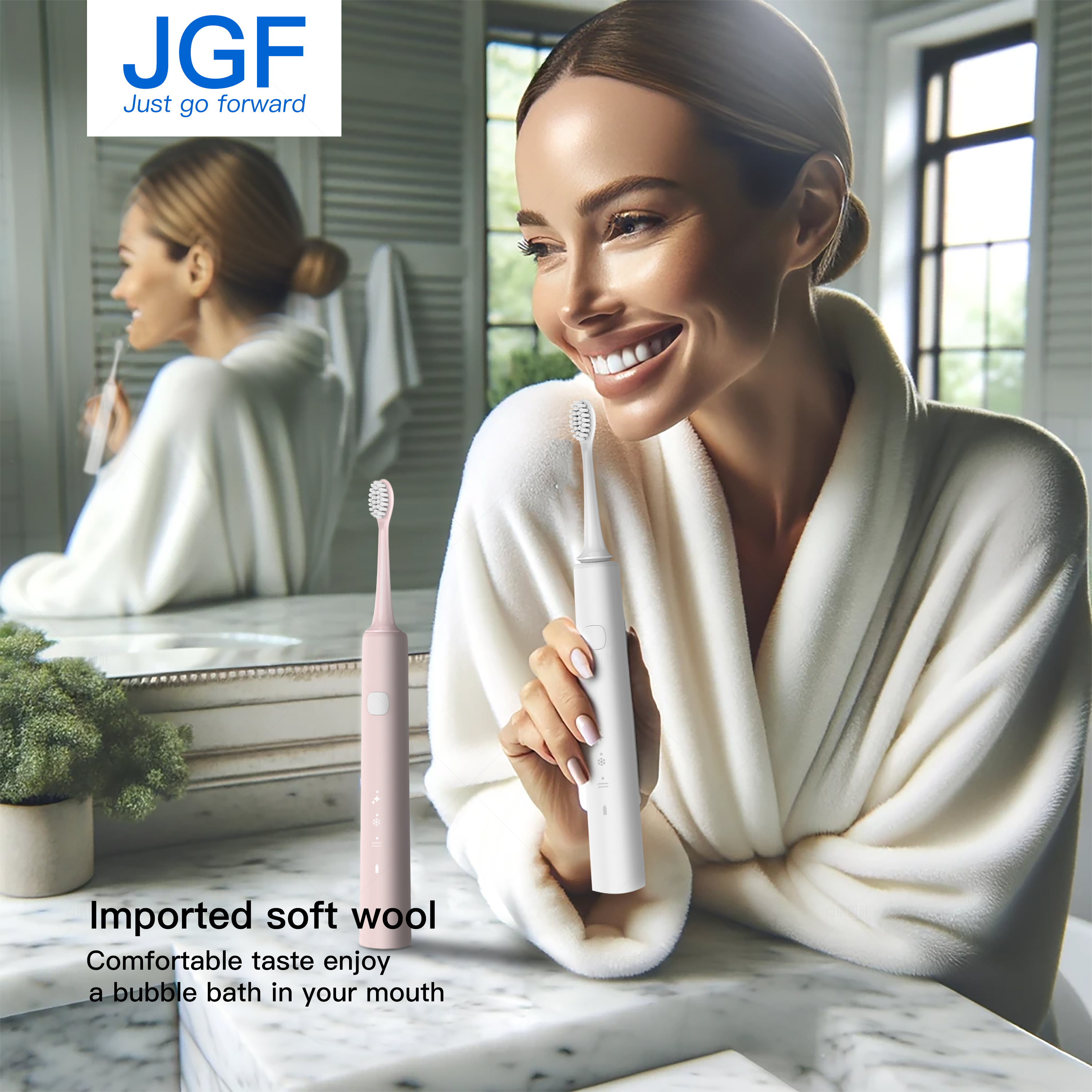 wholesale JGF Brand ready to ship sonic electric toothbrush with 2 mini toothbrush heads for young people