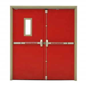 American Standard Size UL Listed Fire Rated Steel Hollow Metal Commercial Door with Panic Push Bar and Glass