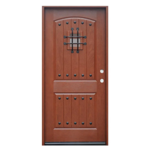 Wooden Latest Modern Design Exterior Entrance Solid Customized Solid Wood Entrance Doors Wood with Iron Decoration Polymer LD203