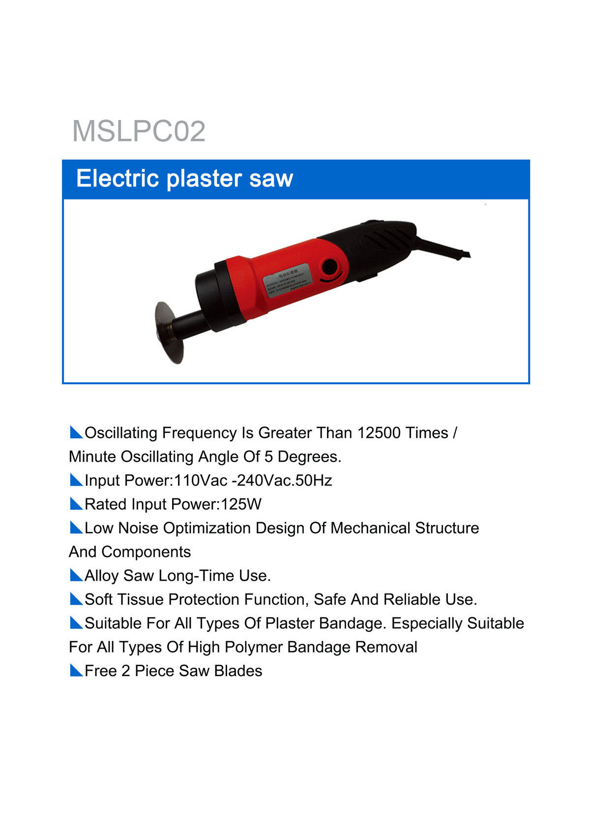 orthopaedic power tools Electric plaster saw blades Oscillating