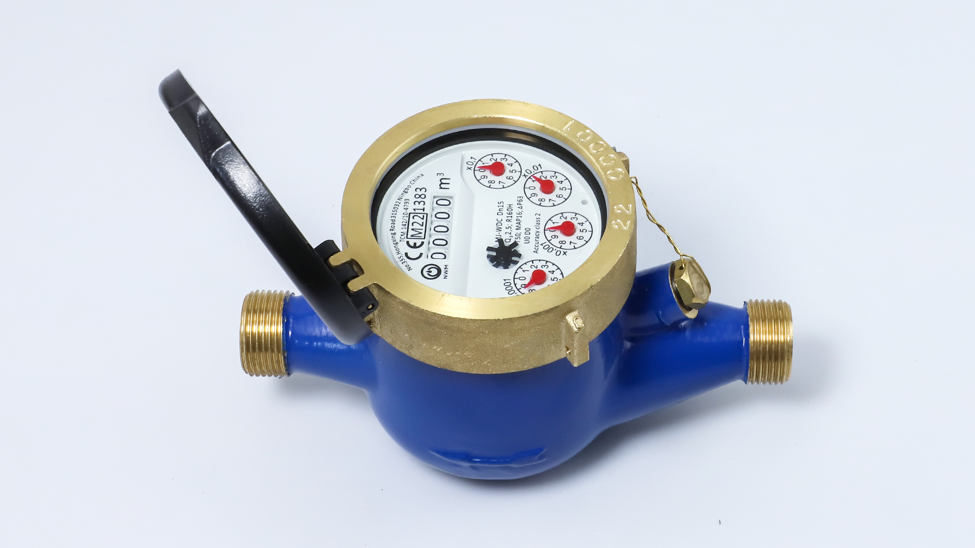 Residential Application Multi-Jet Impeller Turbine Wet Type Water Meter with Brass Meter Body / Non Return Valve as optional