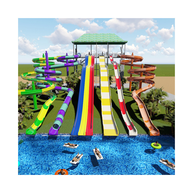 Outdoor Fiberglass Water Spiral Slide Plastic Water Spiral Slide For Adult Kids Water Park Outdoor Playground Slides