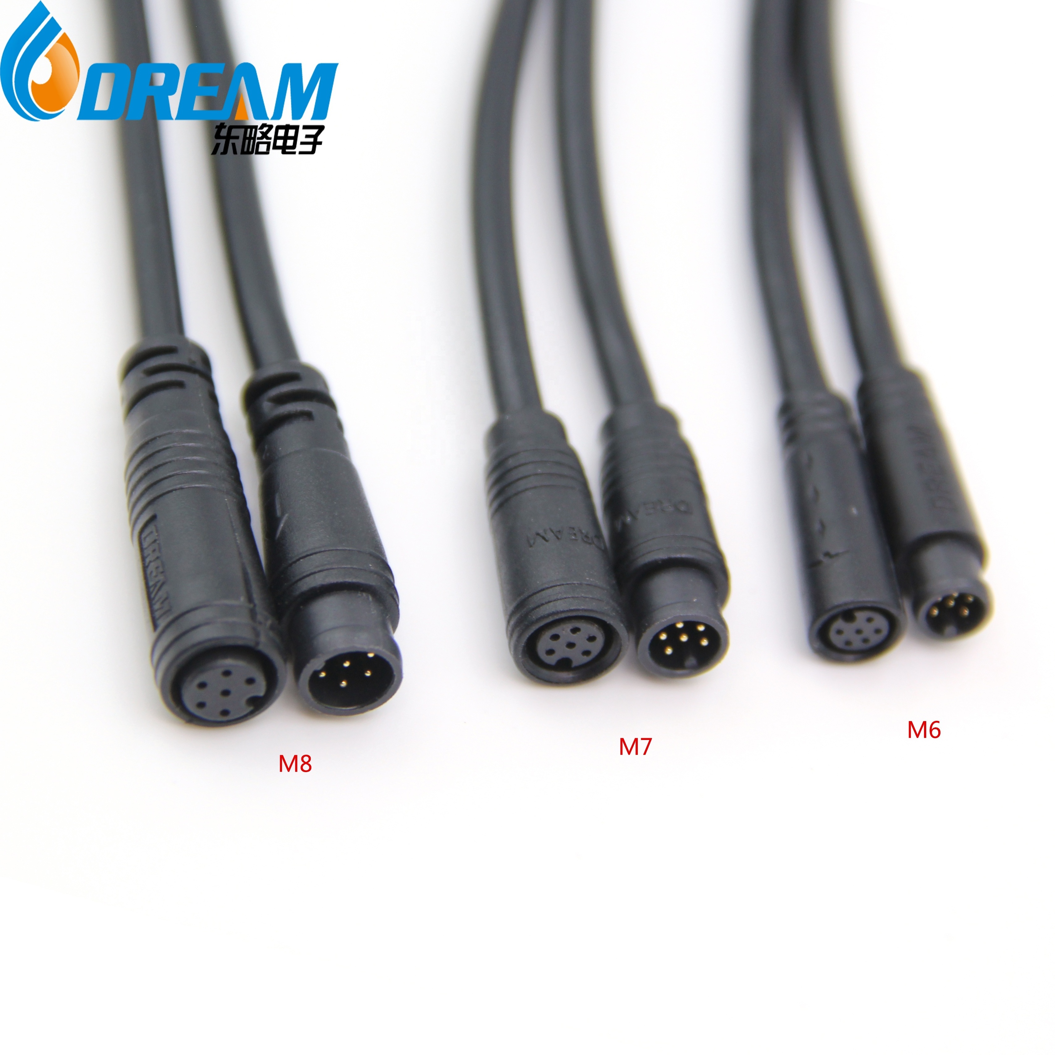 Waterproof Cable for Electric Bike M6 Connector Scooters M6 M7 M8 Wire Connector 3 4 5 6 8 Pin M8 M12 Cable Electric Wire