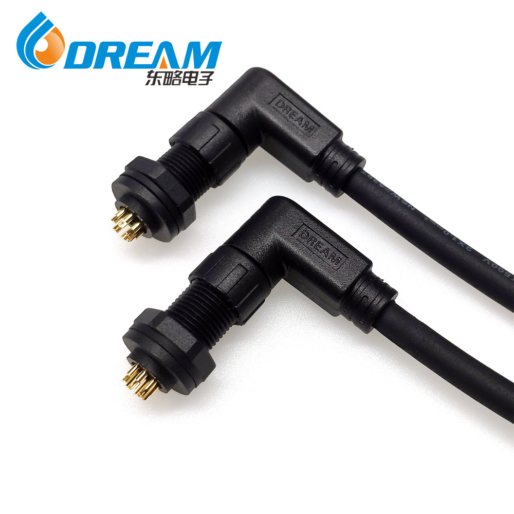 Factory M12 Treaded Screw Panel Mount Quick Lock 3pin Waterproof DC Plug with Dust Cover Cable IP68 Waterproof Power Connector