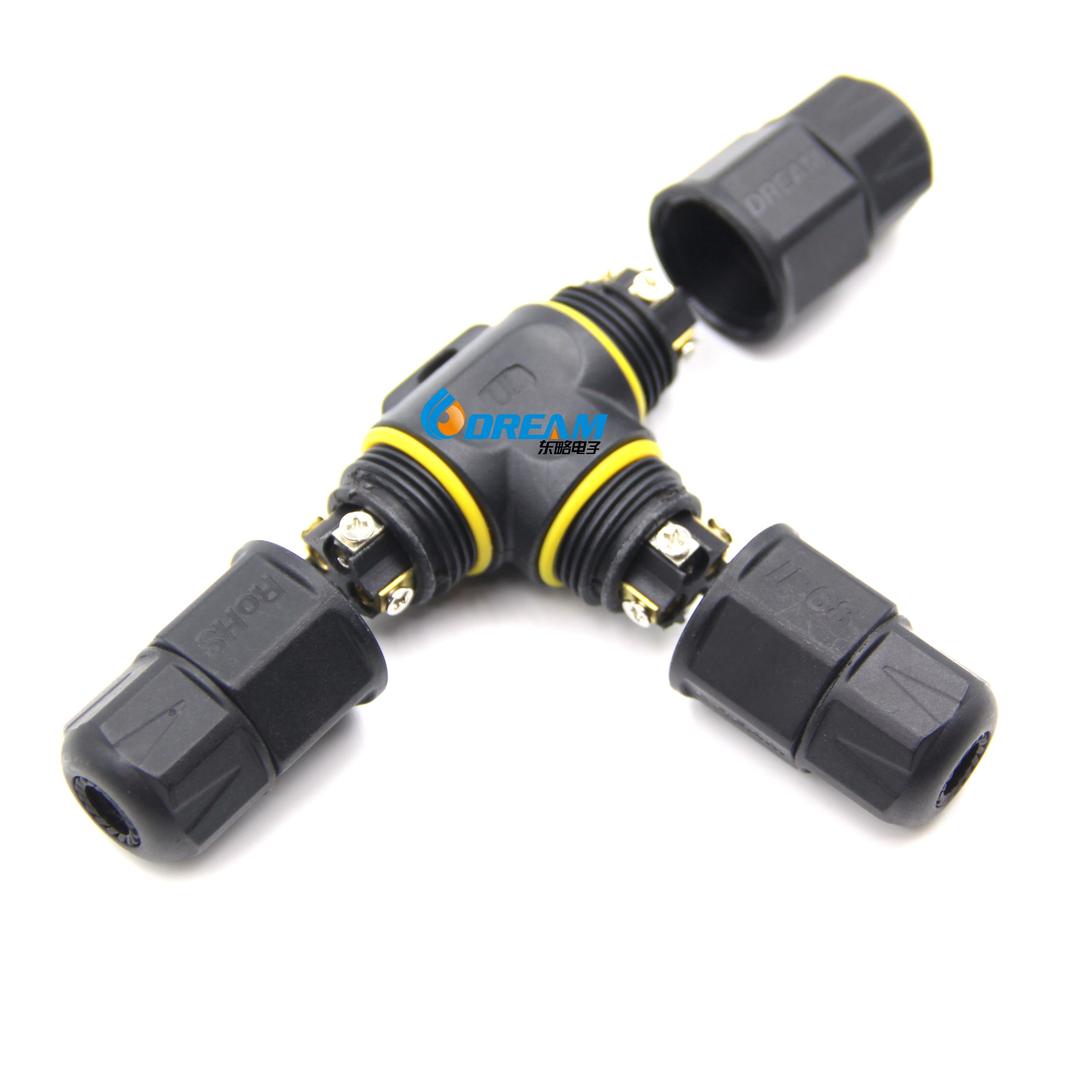 IP68 Waterproof wire connectors Deam-start 3 way male female power connector amphenol